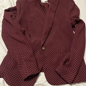 LOFT Maroon Blazer with Cream Dots